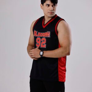 Camiseta Regata Gladark 92 - Vista Lateral Vista lateral da Regata Esportiva Gladark 92 preta e vermelha