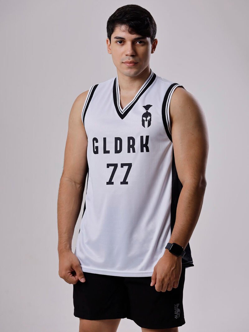 Regata Basqueteira Masculina Gladark 77 - Branca e Preta