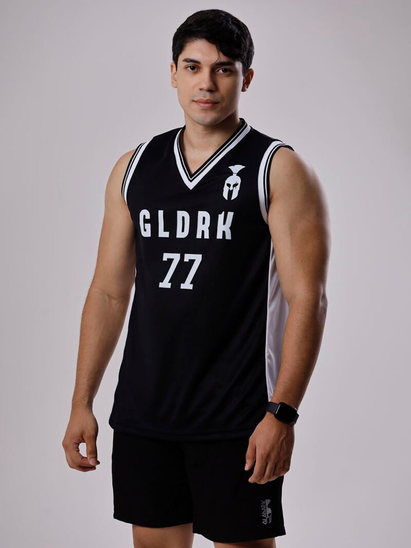 Regata Basqueteira Masculina Gladark 77 - Preta e Branca