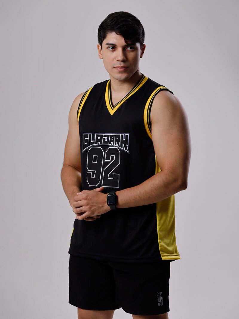 Regata Basqueteira Masculina Gladark 92 - Preta e Amarela