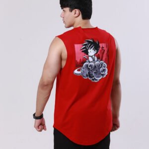 regata-estampada -goku-nuvem-voadora-vermelha-modelo-unissex-costa