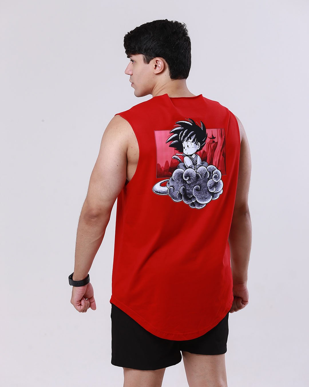 regata-estampada -goku-nuvem-voadora-vermelha-modelo-unissex-costa