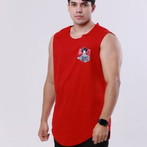 regata-estampada -goku-nuvem-voadora-vermelha-modelo-unissex-frente