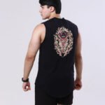 Regata preta masculina com estampa de Portgas D. Ace – Algodão Premium
