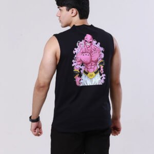 Regata Majin Buu – Estilo e Conforto para Fãs de Dragon Ball Regata preta com estampa do Majin Buu de Dragon Ball – Algodão Premium
