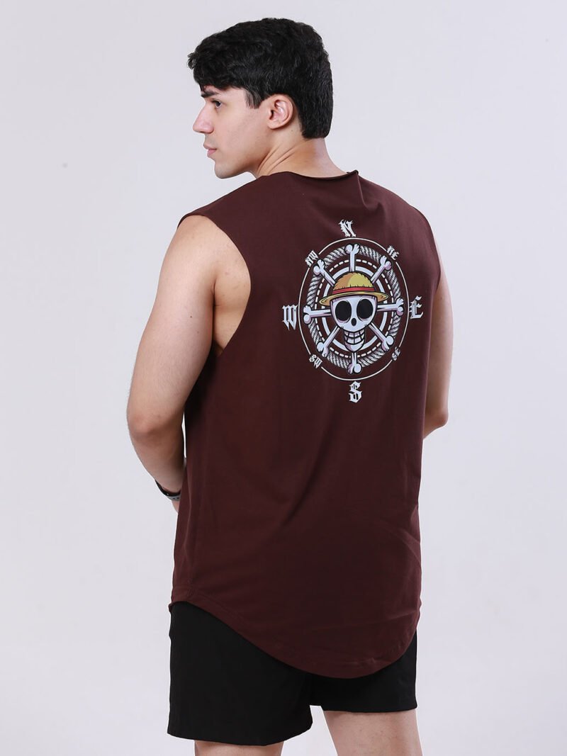 Regata marrom One Piece com estampa dos Chapéus de Palha – Algodão Premium