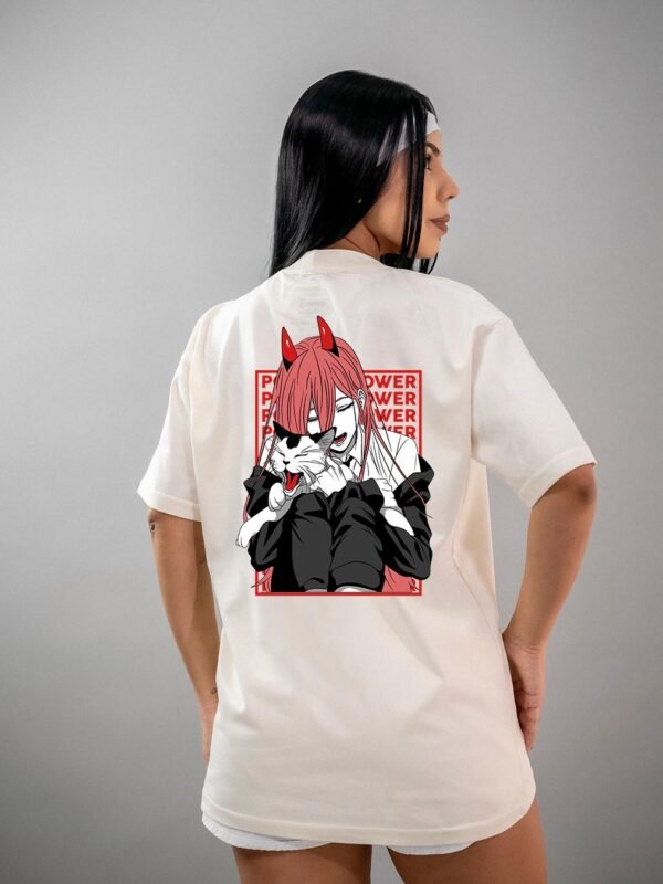 Camiseta Chainsaw Man Power Neko Oversized