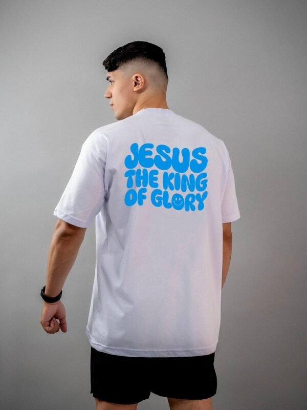 Camiseta Cristã | Jesus The King Of Glory Blue Oversized