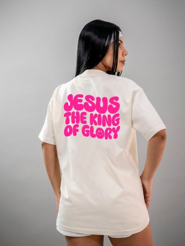 Camiseta Cristã | Jesus The King Of Glory Pink Oversized