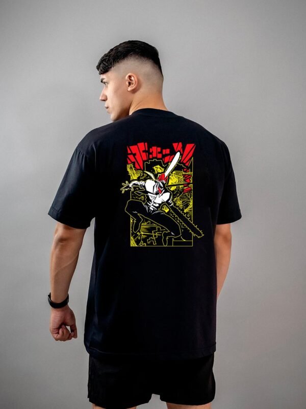 Camiseta Chainsaw Man | Denji Yellow Red Oversized