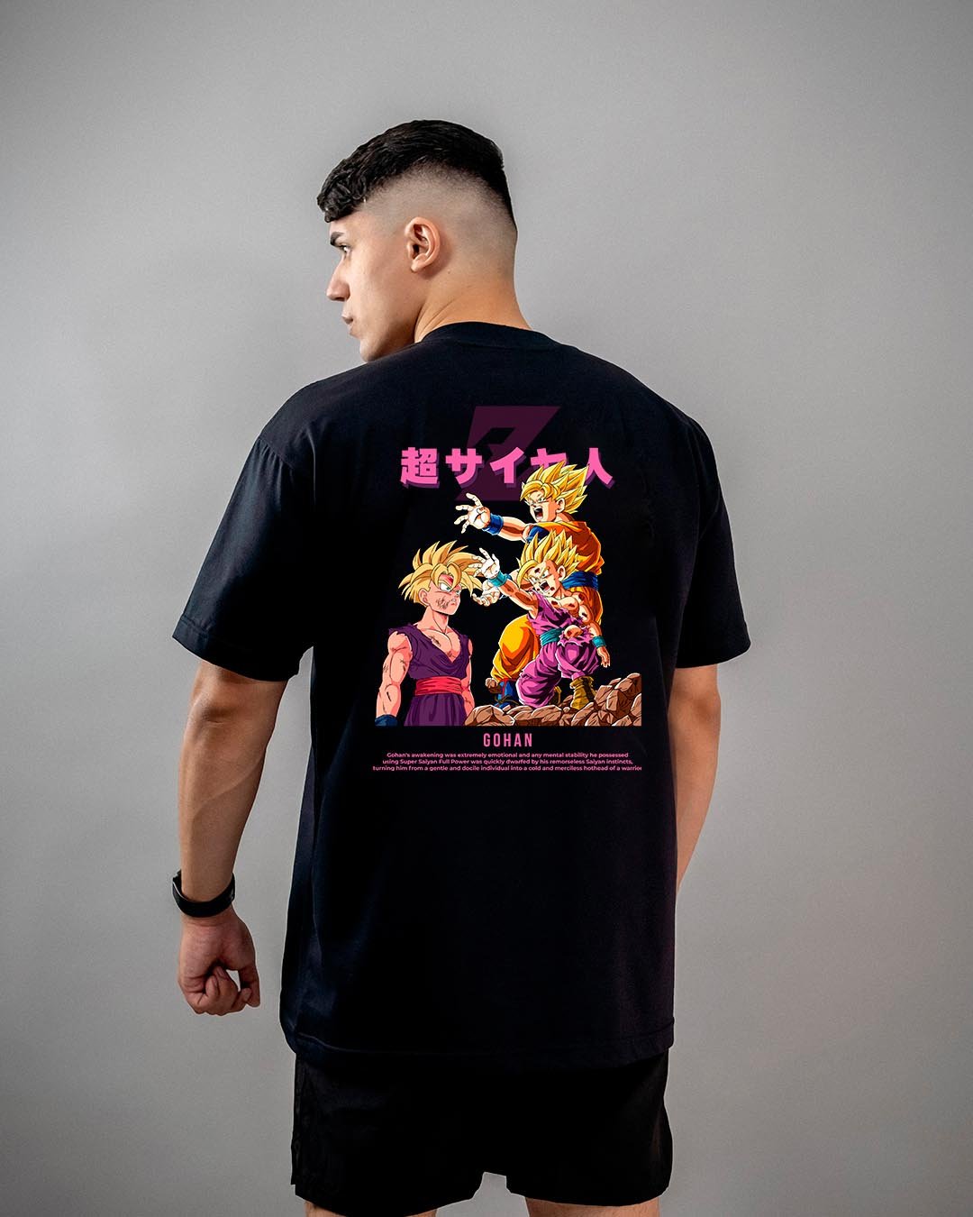 Camiseta Dragon Ball Z | Kamehameha Goku e Gohan Oversized - Imagem 3
