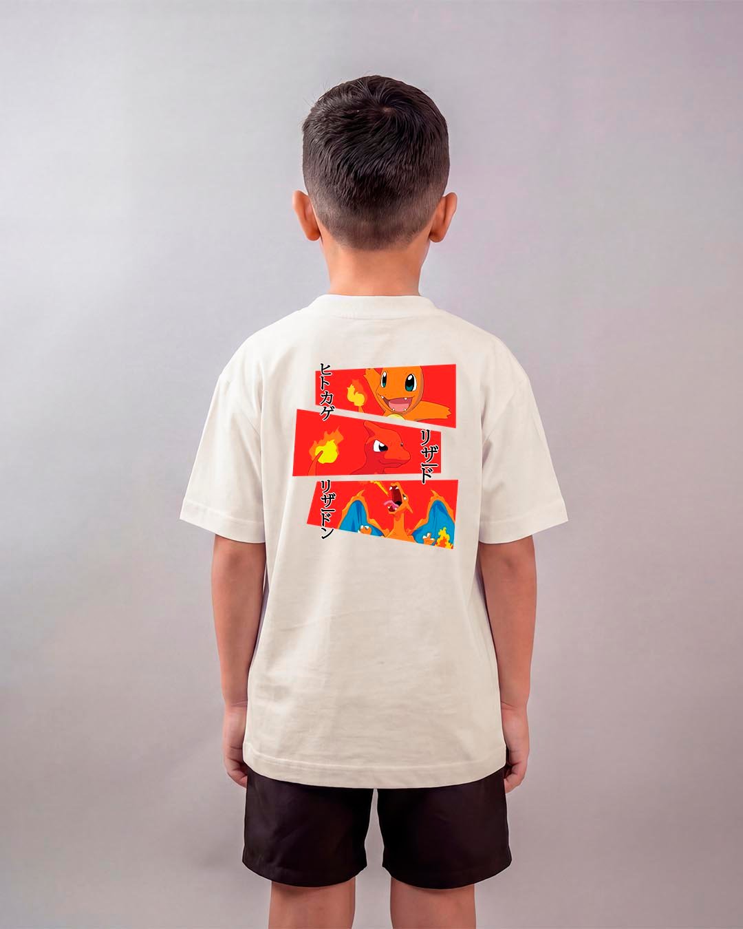 Camiseta Pokémon | Charmander Evoluções Oversized Infantil