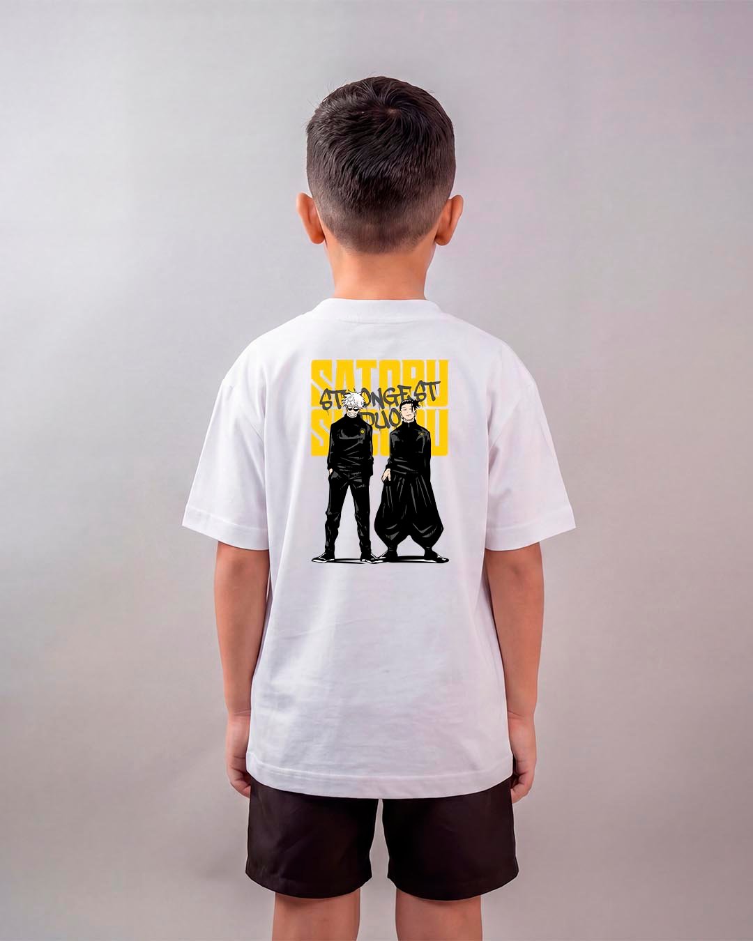 Camiseta Jujutsu Kaisen Gojo e Geto Strongest Duo Oversized Infantil